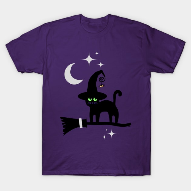 witches cat- halloween T-Shirt by Rattykins